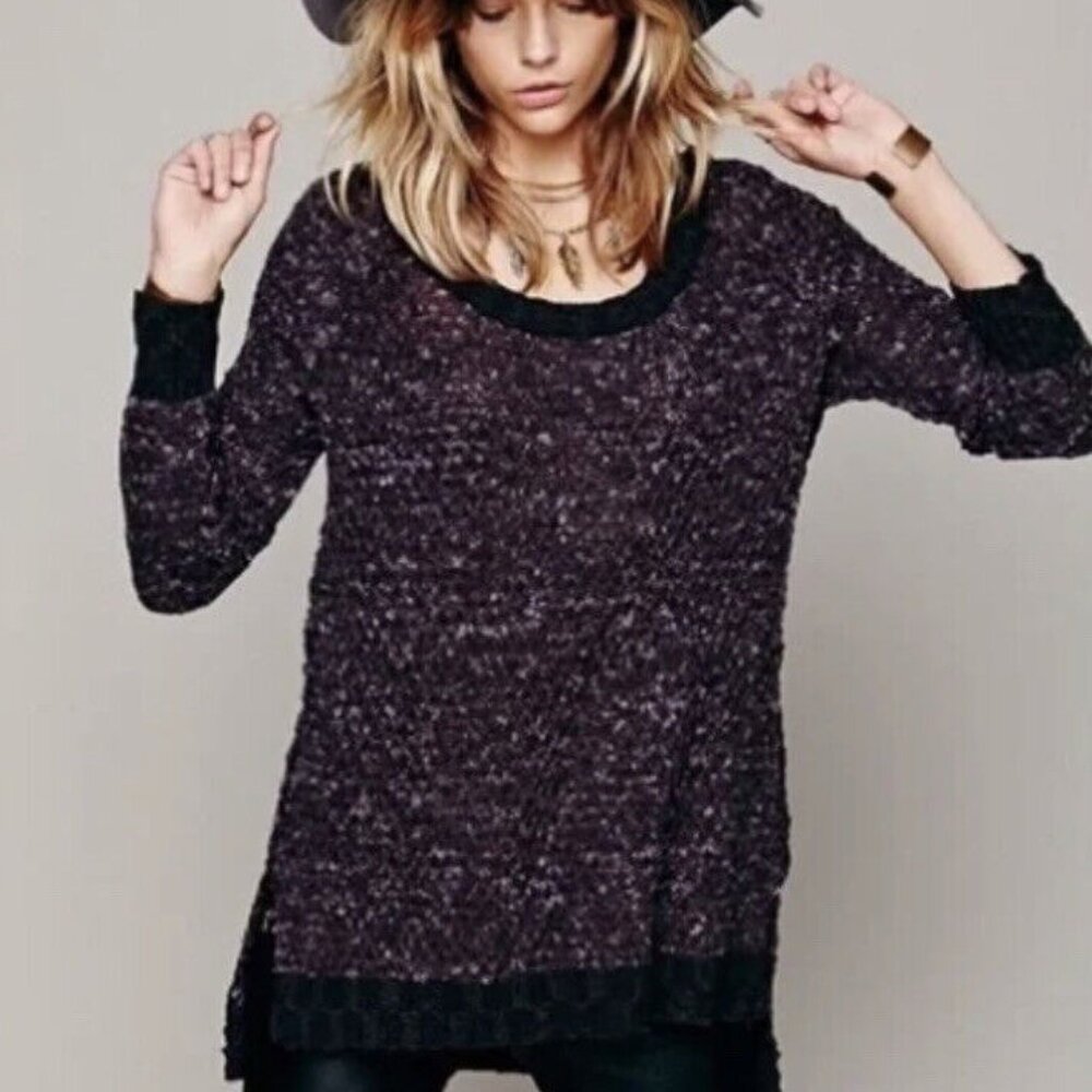 Free People Jeepster Honeycomb Pullover Sweater Gray Size Small